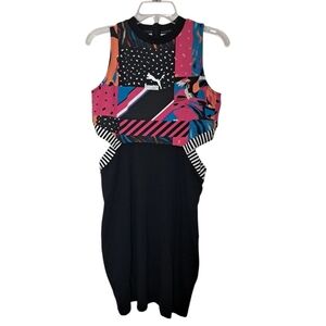 Puma Classics Clash All Over Print Cutout Dress Size L